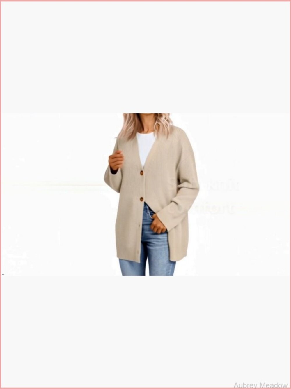 Oversized Knit V-Neck Button Front Cardigan Sweater - Picture 7 of 7